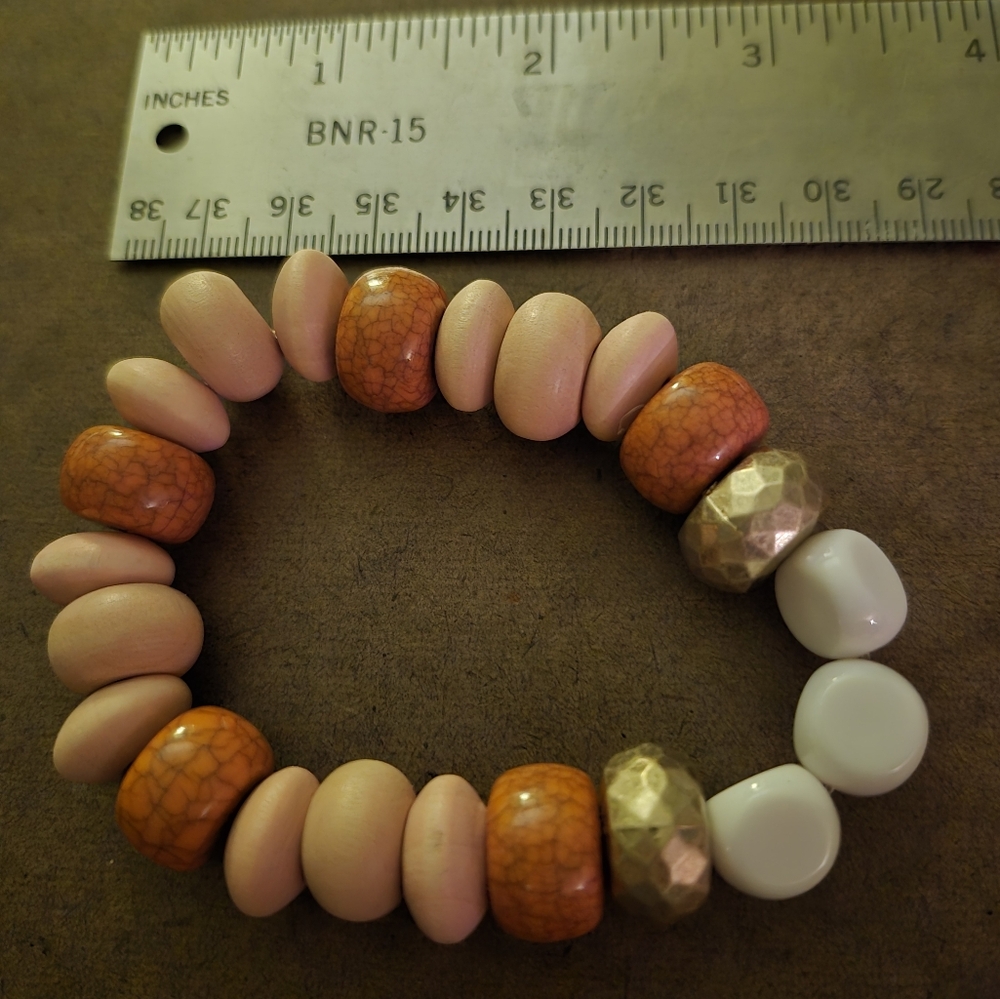 New Plunder Elegant Beaded Bracelet with Orange and Gold Accents